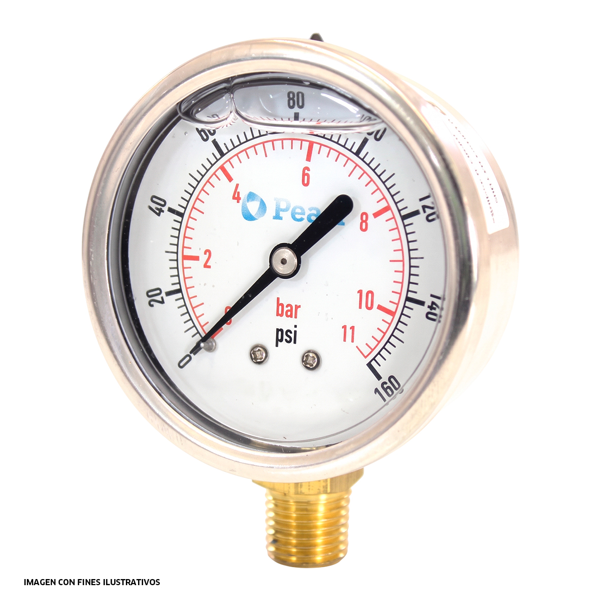 Manómetro en acero inoxidable con glicerina 0-100 psi